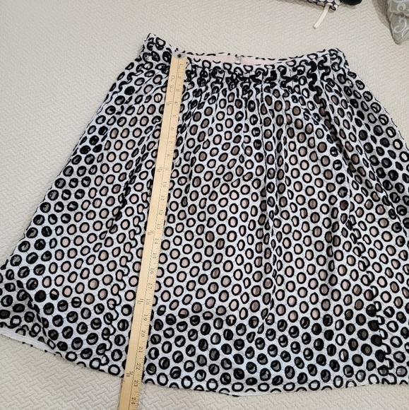 J. Crew Cotton Embroidered Open Polks dot Skirt over blush pink lining Size 6 - Picture 7 of 16